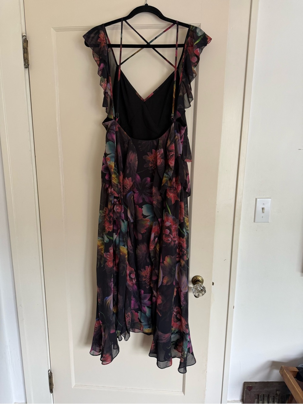 AllSaints Black Floral Ruffle Maxi Dress